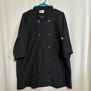 Uncommon Thread XL Mens Black Double-Breasted Short Sleeve Chef Jacket Mesh Back
